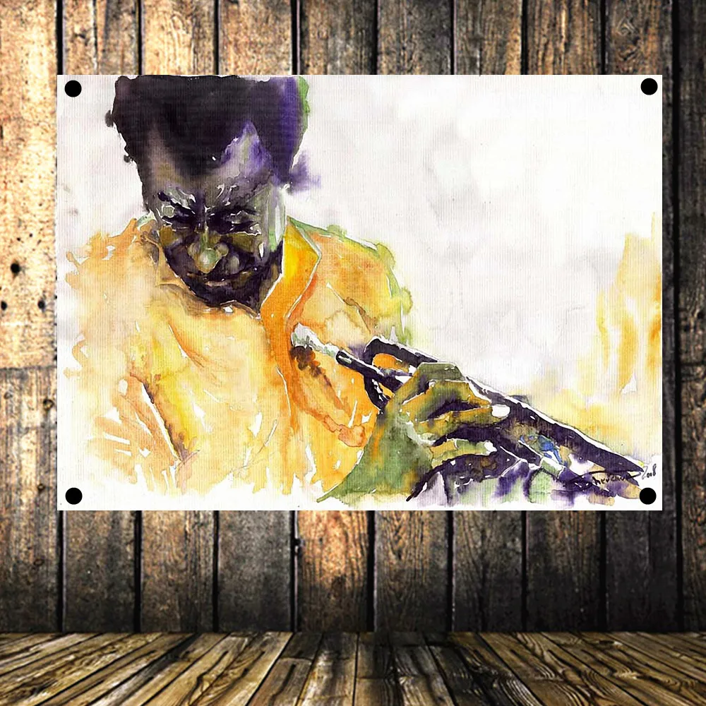 Винтажная джазовая рок-группа ведущий певец флаг баннер Античная картина маслом