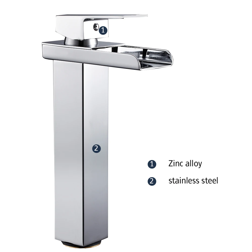 

Waterfall Bathroom Taps Square Basin Sink Mixer Tap Brass Counter Top Faucet vanity faucet bathroom accessories