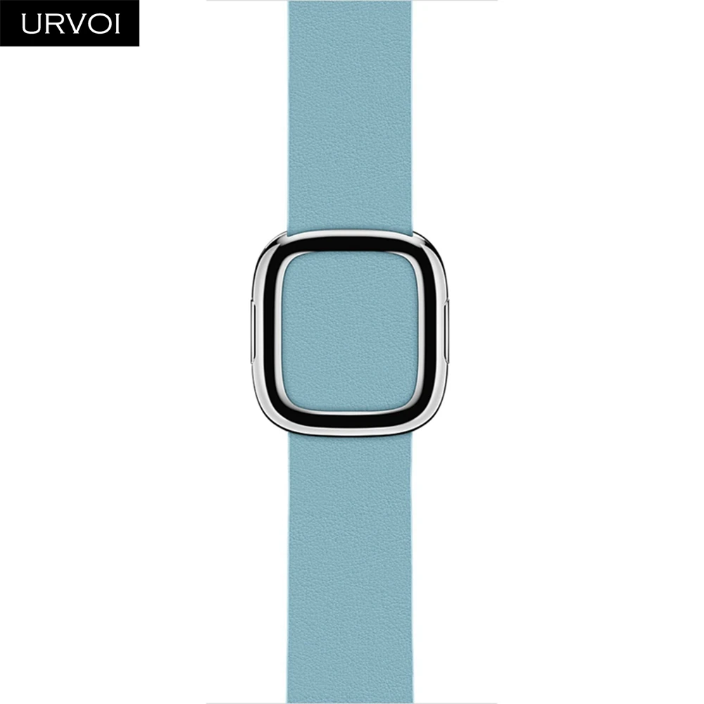 Aqua Современная Пряжка URVOI для apple watch 5, 4, 3, 2, ремешок 40 мм, ремешок для iwatch, мягкий гладкий верх, зернистая кожа, удобная на ощупь, новинка - Цвет ремешка: Aqua