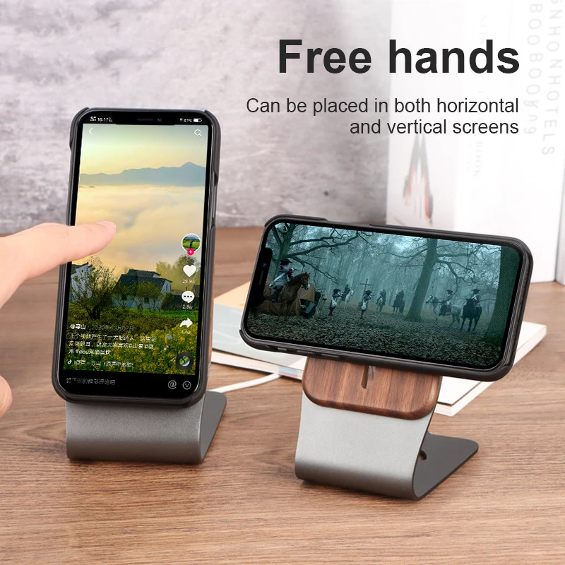 wooden magnetic charging stand holder for magsafe mobile phone support for 12 13 pro max13 mini desk aluminum wireless bracket free global shipping