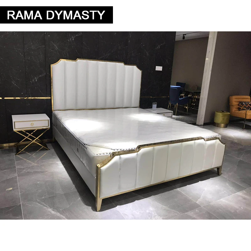 Мягкая кровать RAMA DYMASTY из натуральной кожи современный дизайн Бетт cama модная