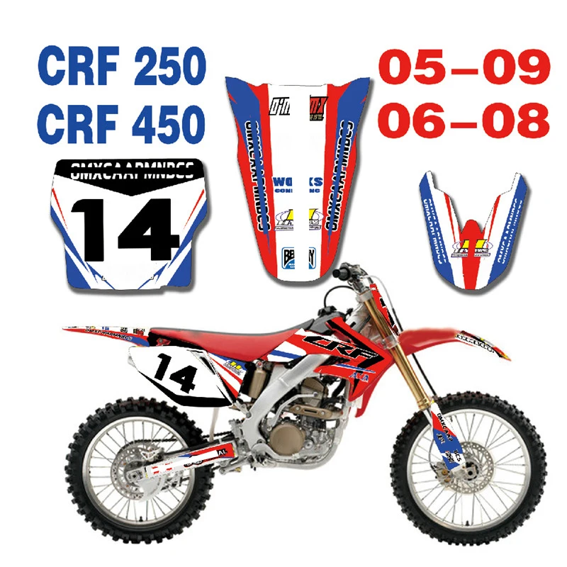 as shown Новая команда графика фоны наклейки Наборы для Honda CRF250 CRF450 CRF 250 450 2005 2006 2007 2008 2009 - Цвет: as shown