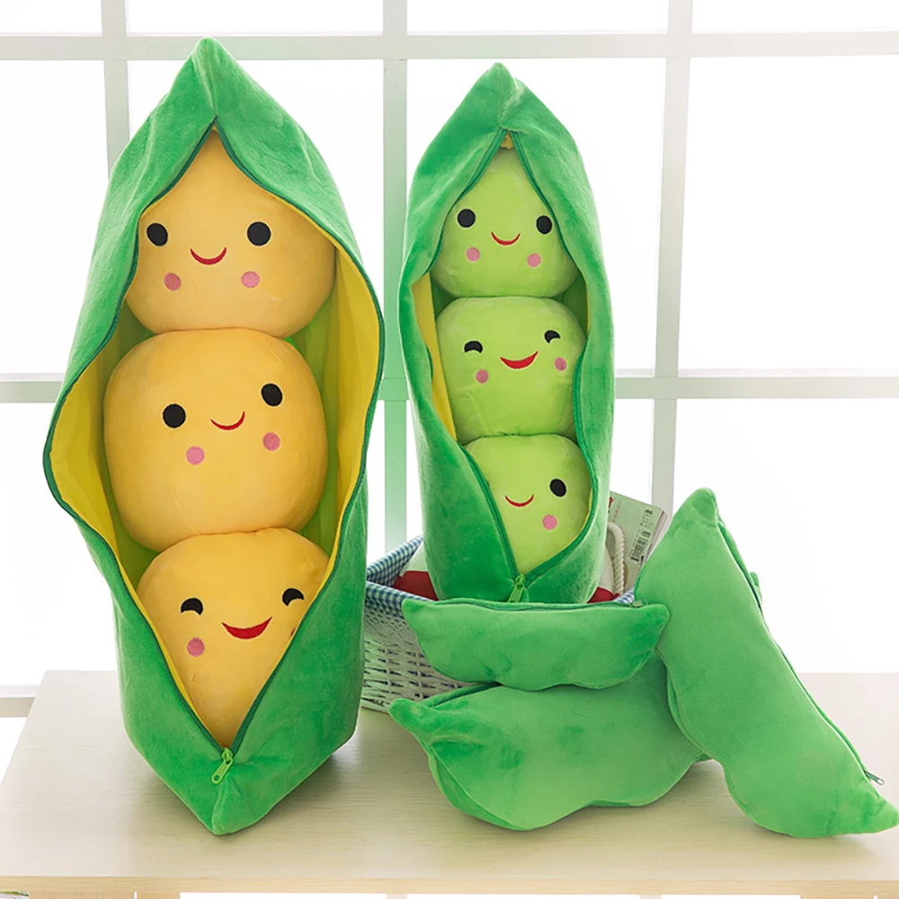 Creative Cute Pea Toy Stuffed Plant 3 Peas In A Pod Plush Soft Throw Pillow Pea Pod Plushie Kids Toys Xmas Birthday Gift Игрушки
