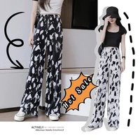 summer tie dye cow pattern wide leg pants womens pants 2021 korean fashion elastic aesthetic fluid womens long pants