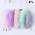 Разноцветные пушистые натуральные перья индейки, 10-15 см, 50 шт.