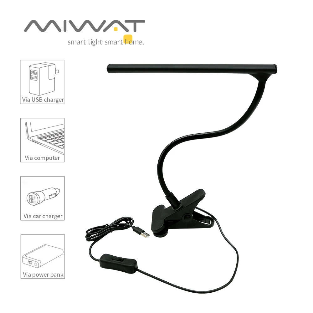 USB светодиодный регулируемый зажим для чтения книг лампа супер яркая DC 5V 3W