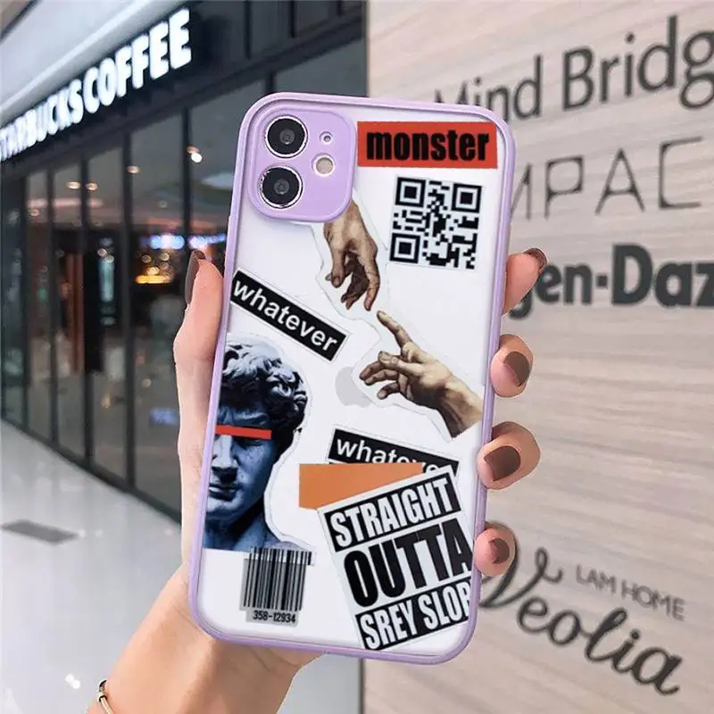 

art Statue pattern Phone Cases matte transparent For iphone 7 8 11 12 plus mini x xs xr pro max cover
