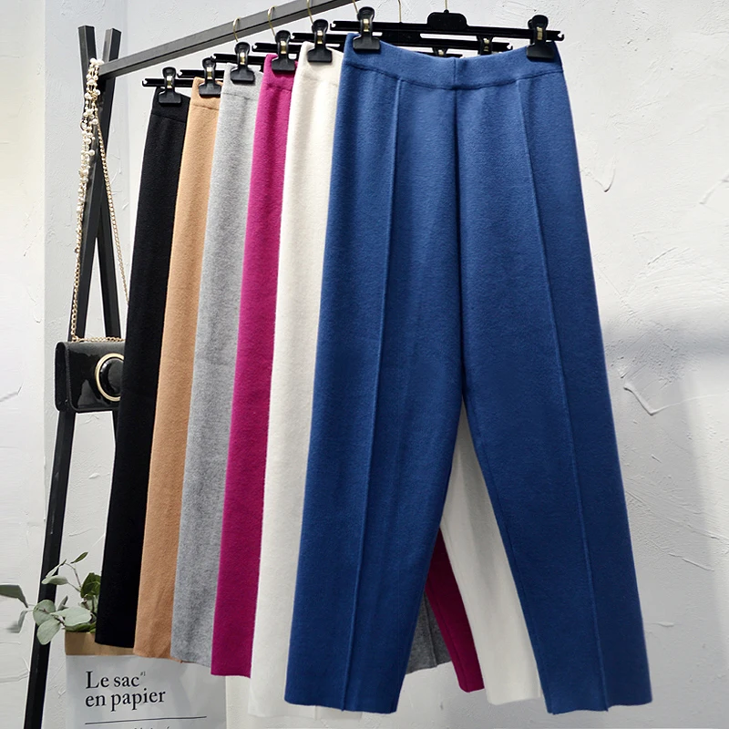 

Winter Women's Casual Loose Knitted Harem Ankle Length Pants