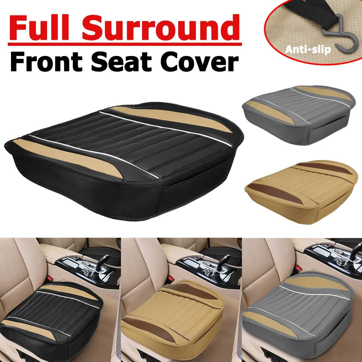 

2PCS Car Seat Covers PU Leather Seat Cushion Anti-slip Seat Breathable Pad Car Seat Protector Mat Universal for SUV Trucks