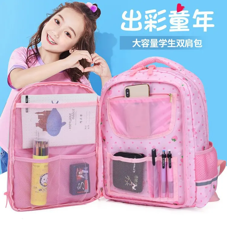 

Young STUDENT'S Refrigerator Door School Bag Spine-Reduction Negative 3-6 Grade GIRL'S Children Casual Large-Volume Backpack