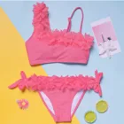 Раздельный купальник с фламинго для девочек, купальник с цветочным принтом, пляжная одежда для малышей