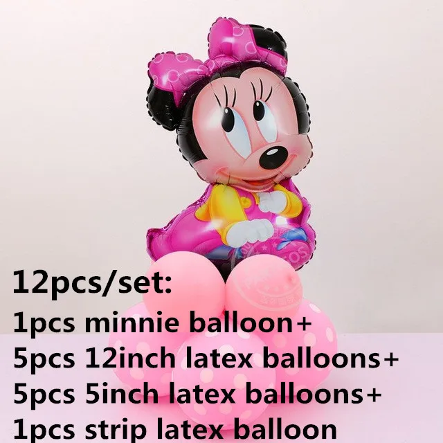 12pcs pink Минни Микки Маус голова фольги вертикальные шары гелий мультфильм Микки шары День рождения украшения детский душ - Цвет: 12pcs pink