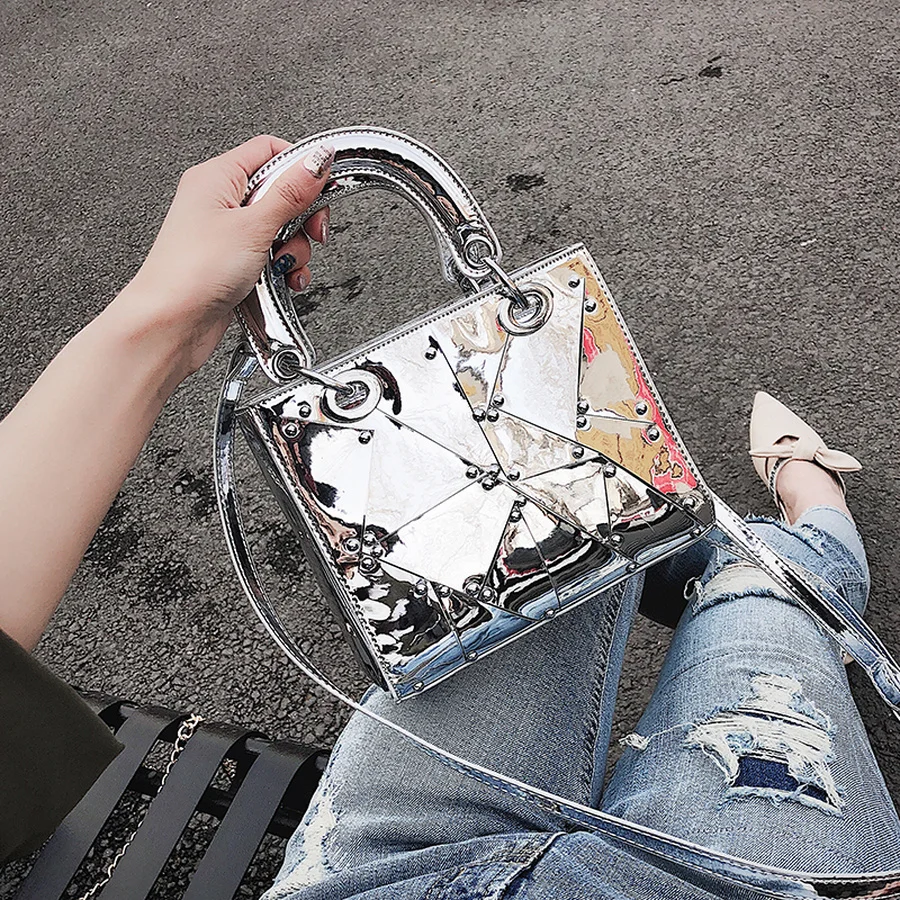 MANFUNI модная женская сумка в британском стиле новая с заклепками