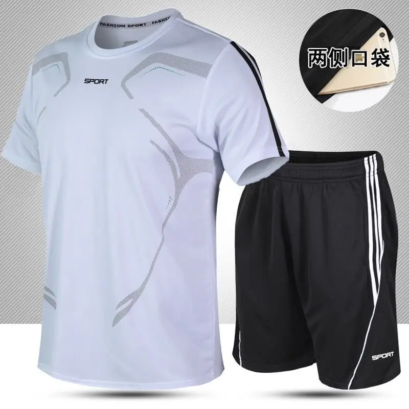 

2021 Quick Dry Sports suits Costumes Men's Running Set gym Fitness Clothing Summer Men Football Set Uniforms Sportswear