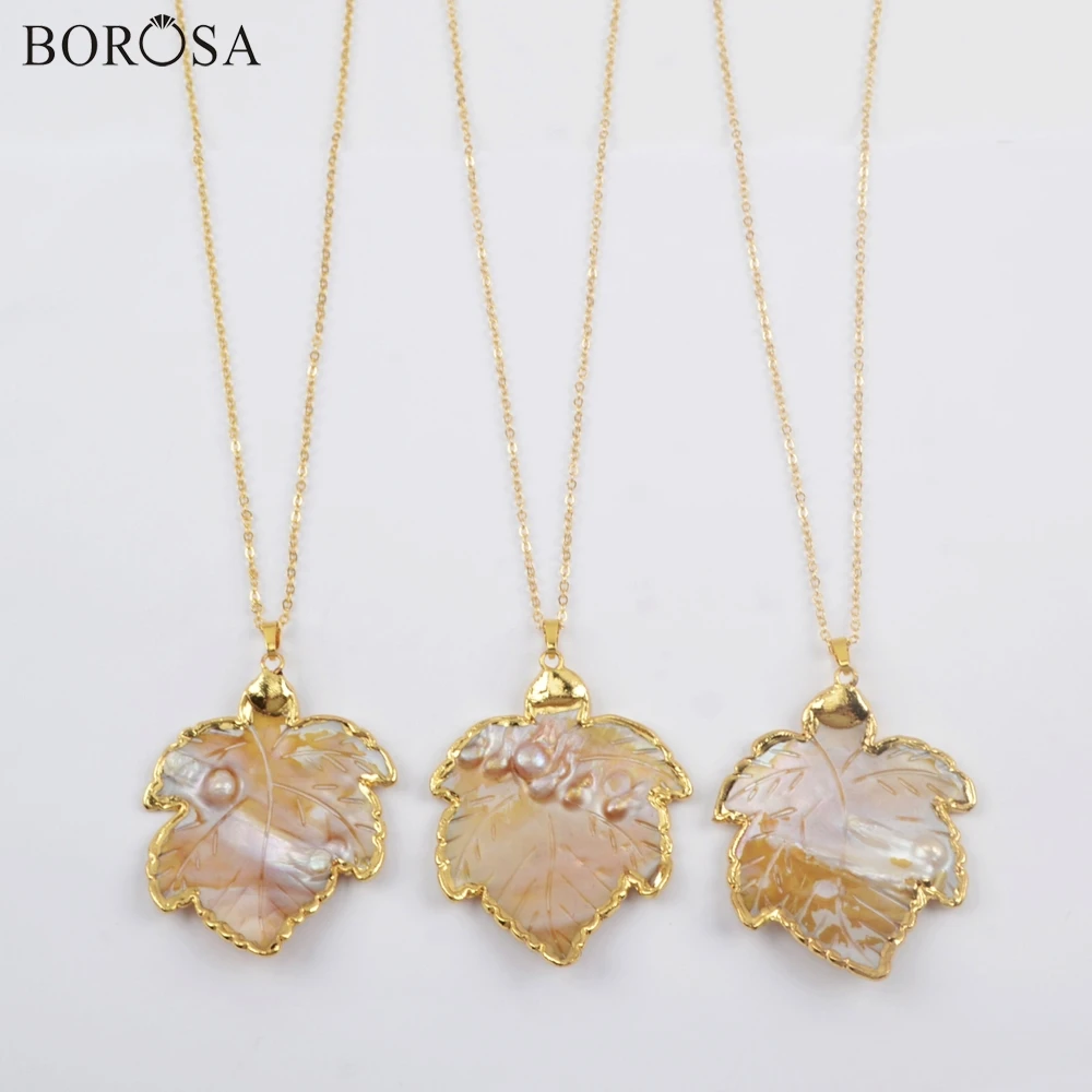Ожерелье BOROSA в виде жемчужной ракушки, 5/10 шт., золотое ожерелье ручной работы с натуральными листьями искусственной морской ракушки 26 дюймов, ювелирные изделия