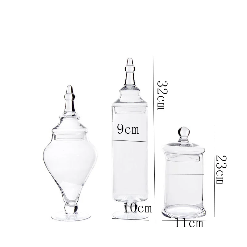 

Candy-Jar Ornament Glass Dessert Wedding-Decoration Transparent Household with Lid Display-Stand