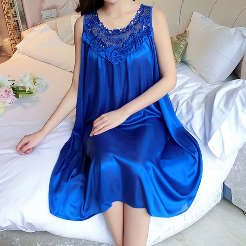 

Uefezo New Women Nightgowns Satin Lace Sleepwear Nightwear Pyjama Women Home Clothing Sleepwear Female Sexy Lingerie Gown Robe