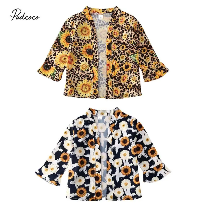 Детская летняя одежда 2020 года блузки с цветочным принтом для маленьких девочек