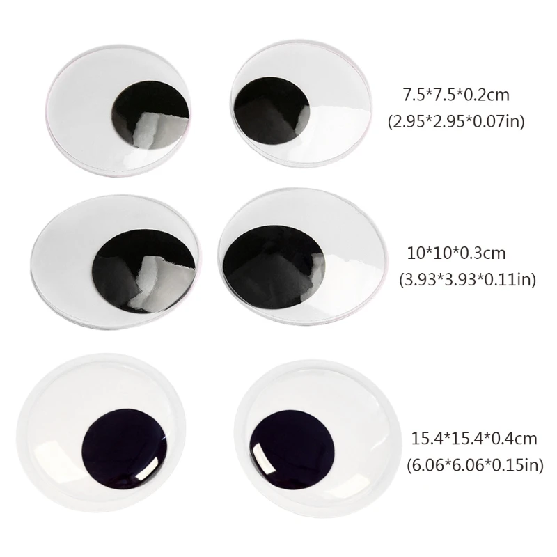 

Jumbo Self Adhesive Googly Wiggly Eyes 7.5/10/15.4cm for Toys Dolls DIY