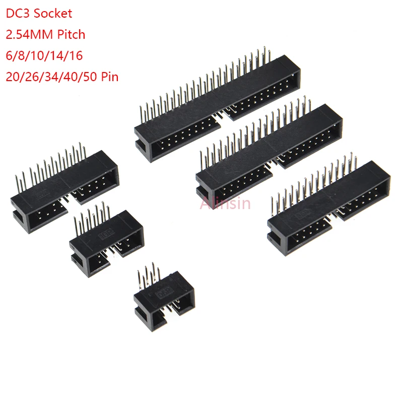 10pcs правый угол 6/10/20/26/34/40 PIN 2 54 мм pitch мужской разъем idc заголовки коробки PCB двойной
