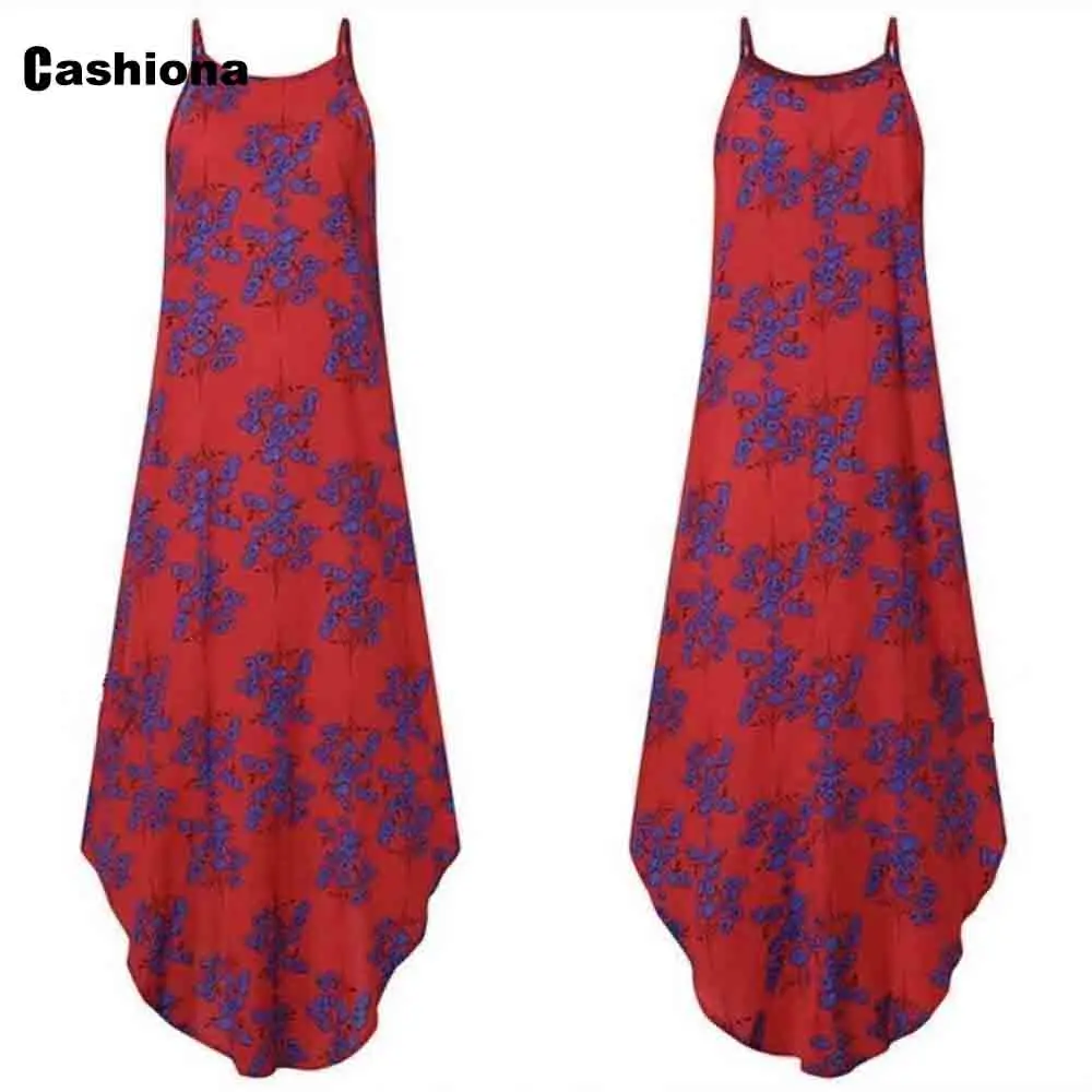 

Vintage 2021 Summer Mid-Calf Dress Women Sleeveless Boho Flower Print Party Dresses Plus Size 4xl 5xl Femme Vestido Robe Dress