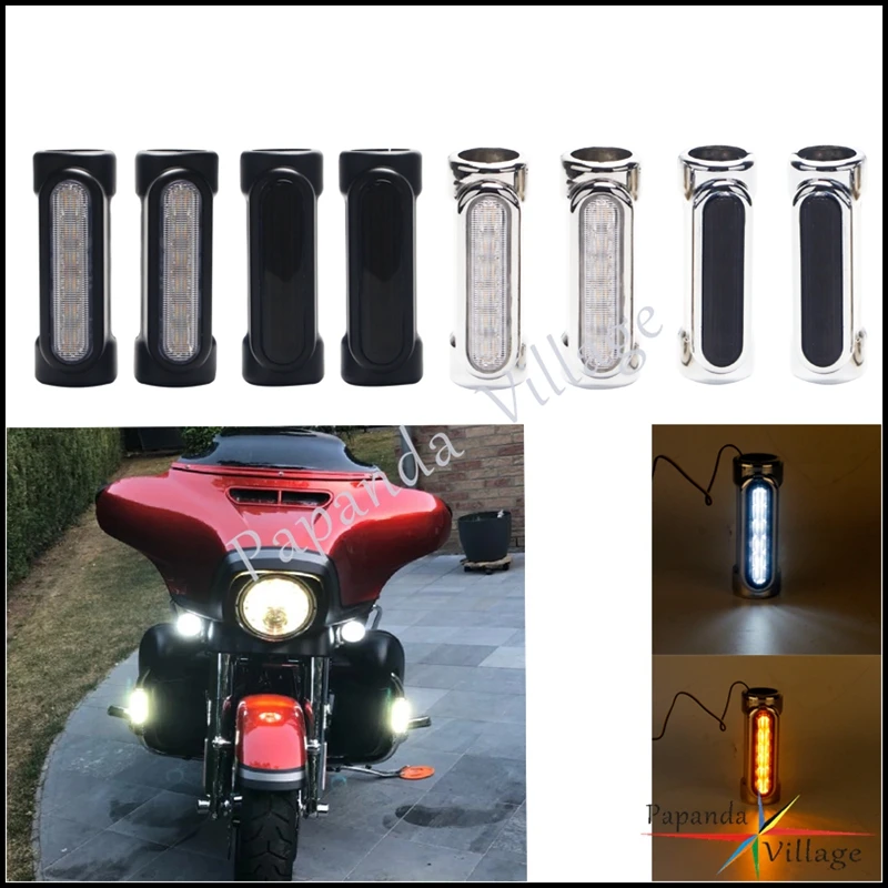 

Motorcycle LED Highway Crash Bar Amber Color Turn Signal Light Driving Lamp Kit For Harley Road King Victory Cafe Racer Touring