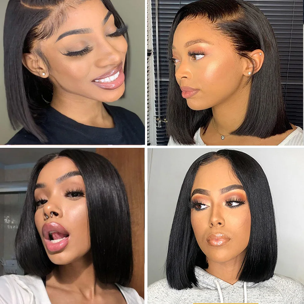 

Brazilian Hair Short Bob Lace Front Human Hair Wigs Straight Lace Frontal Wig 4x4 Lace Closure Human Hair Wigs For Black Women