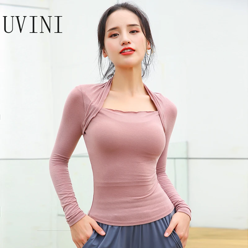 Эксклюзивные стильные рубашки для йоги балетный воротник спортивные топы Мягкая