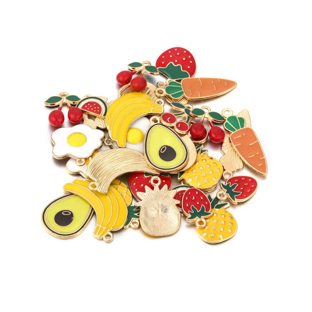 

10pcs Enamel Watermelon Pineapple Fruit Series Charms Beads Handmade DIY Pendant Neacklace Clips Jewelry Making Accessories