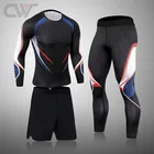 Комплект мужской спортивной компрессионной одежды для бега, термобелье Rashguard для бега, леггинсы, мужской спортивный Быстросохнущий Спортивный костюм для тренажерного зала и фитнеса