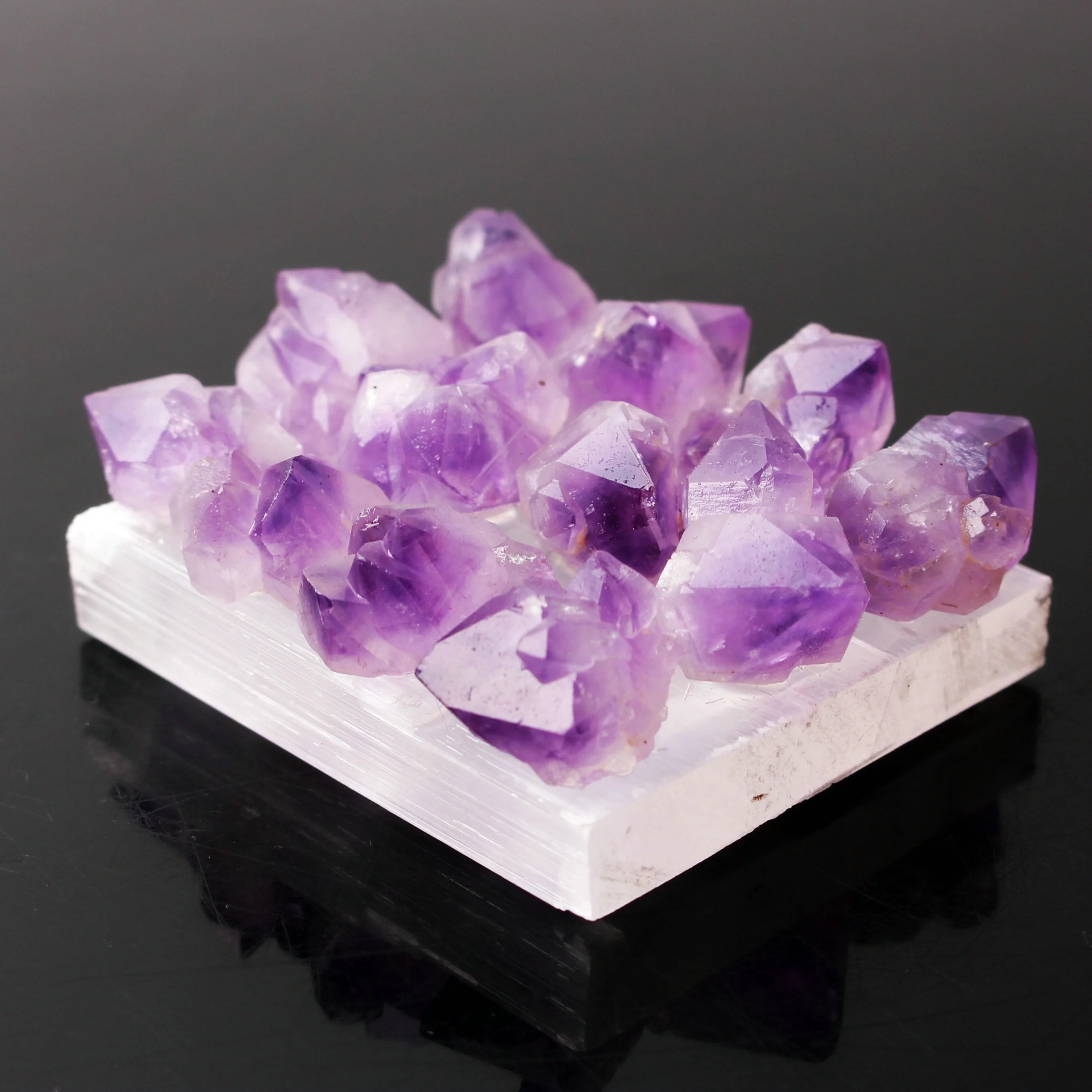 1 шт. натуральный белый селенит ломтик основа пьедестал клей Аметист кластер