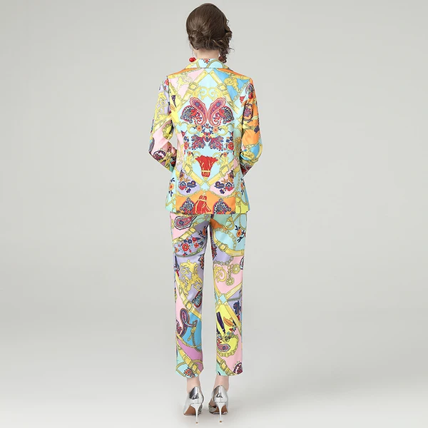 Женский Дизайнерский Костюм из 2 предметов повседневный блейзер с длинным