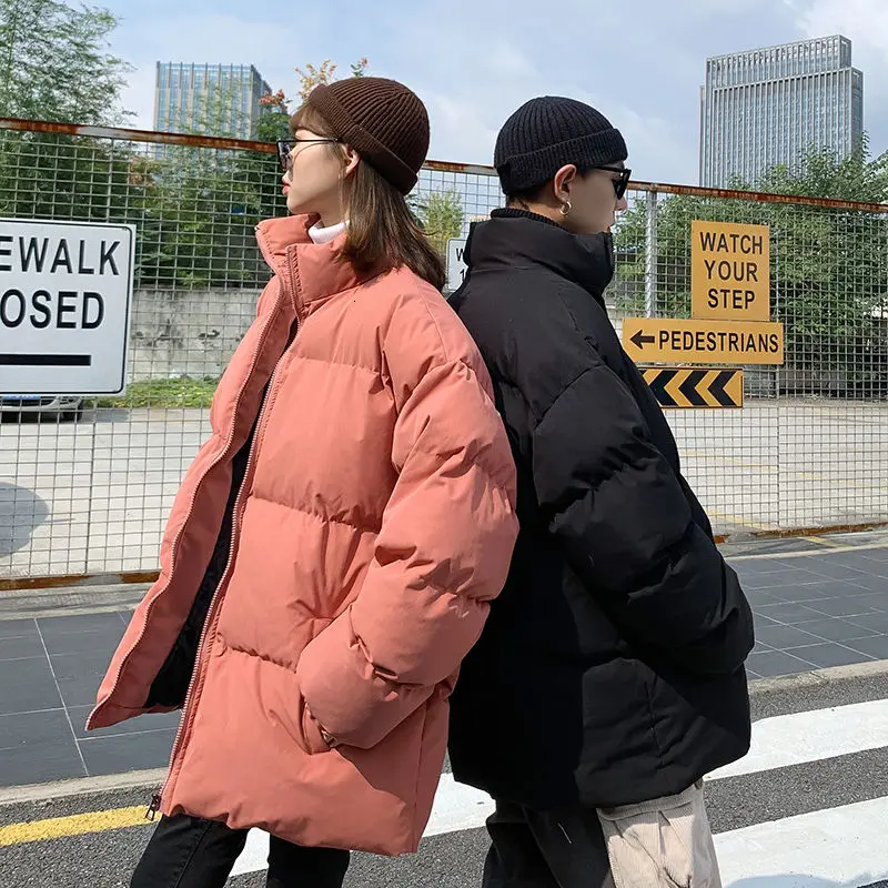 Winter Jacket Men Warm Fashion Casual Couple Stand-up Collar Coat Men Streetwear Loose Korean Short Coat Mens Parka M-5XL