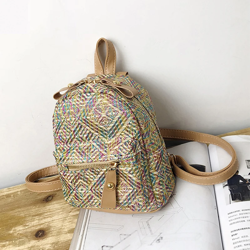 4 шт./лот соломенный тканый Летний Пляжный Рюкзак женский рюкзак повседневный