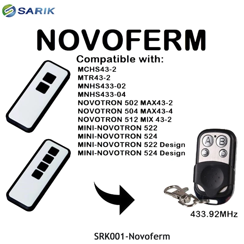 NOVOFERM NOVOTRON 502 MAX43-2 504 MAX43-4 сменный пульт дистанционного управления 433 92 МГц с