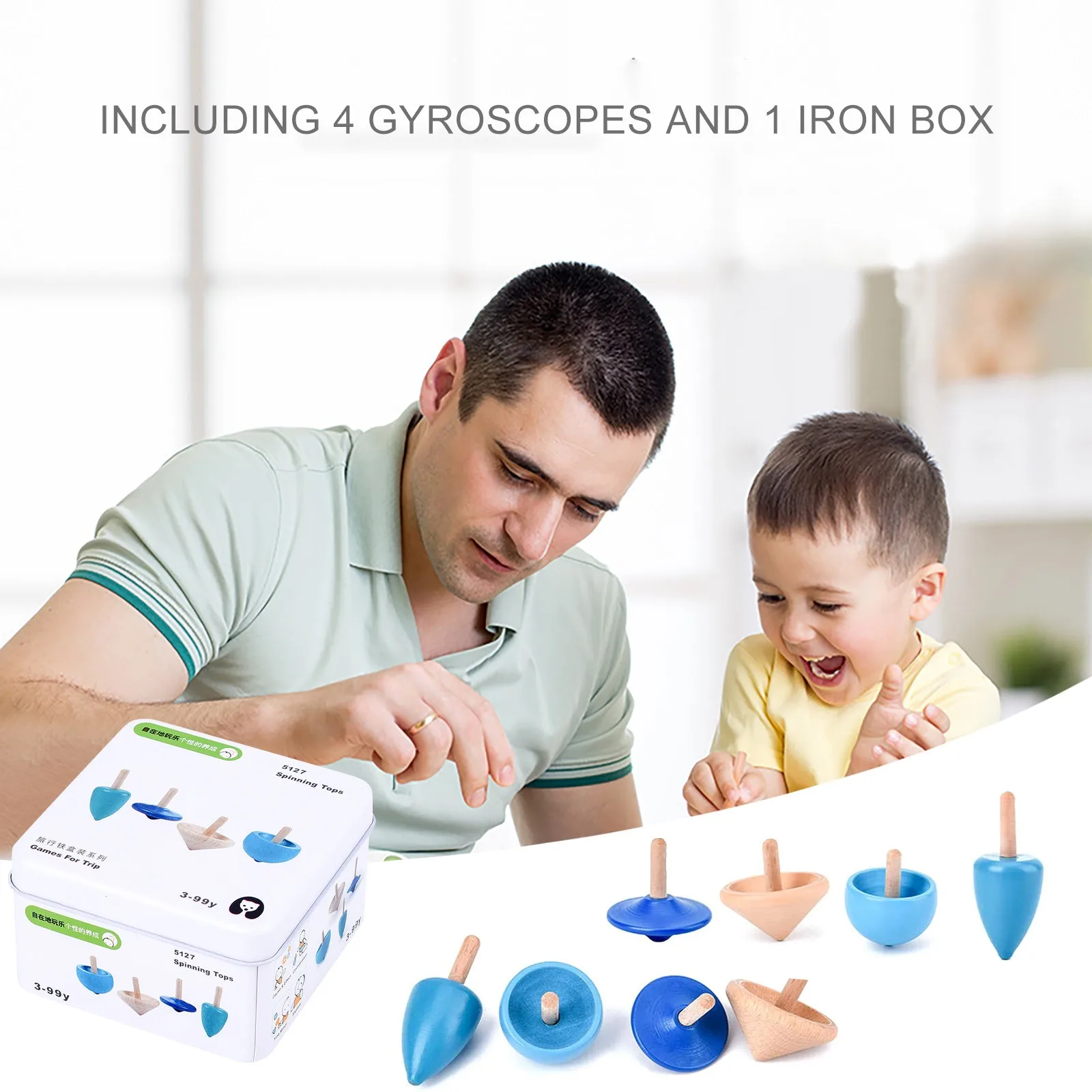 

Комплект из 4 предметов Портативный гироскопа деревянный гладкая поверхность классический гироскопа палец Давление рельеф игрушки для дет...