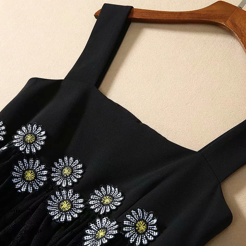 Вышивка с декором в виде цветка подтяжками кружевные вечерние платья весна-лето