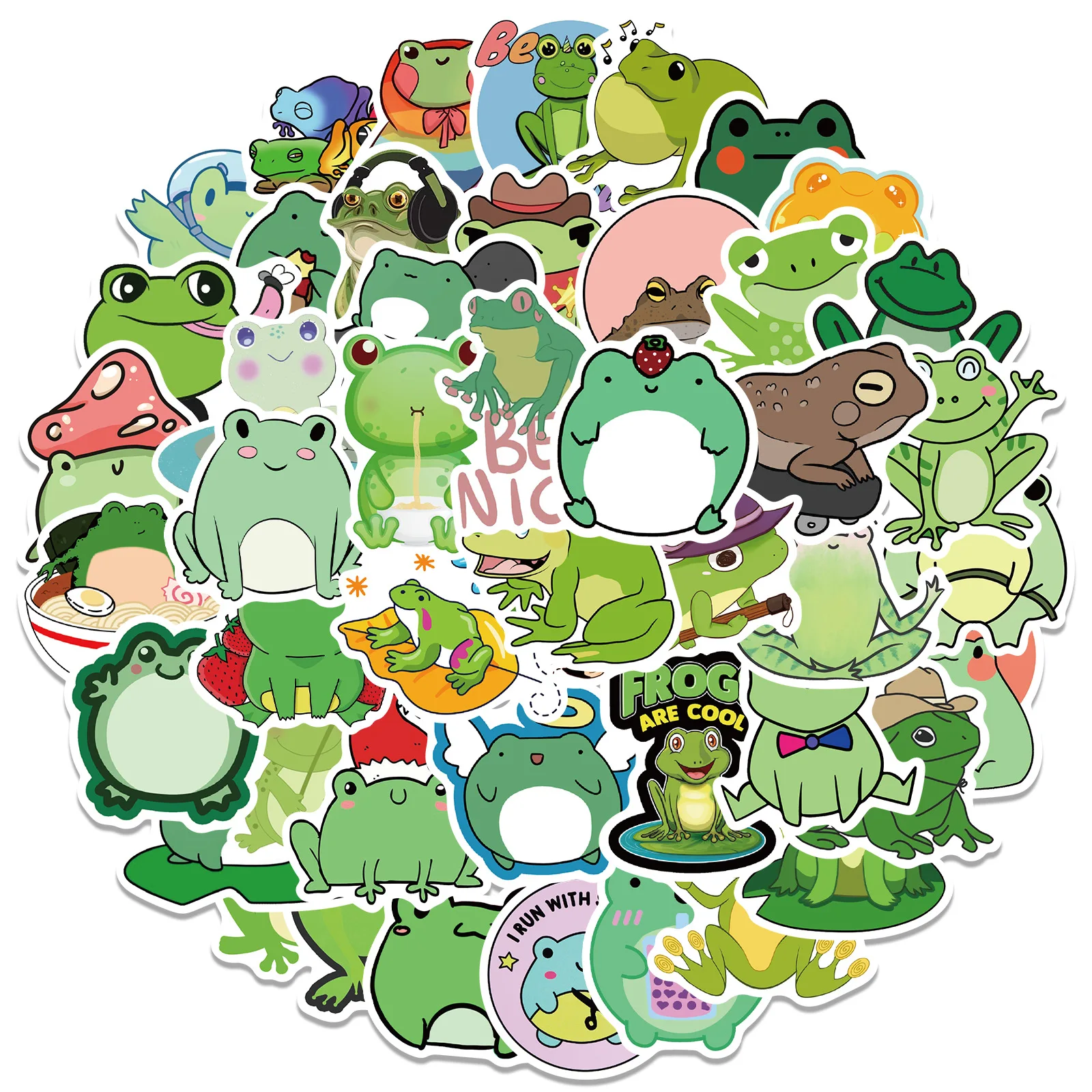 

50Pcs Cartoon Cute Frog Stickers For Laptop Phone Case Skateboard Luggage Guitar Waterproof Graffiti Sticker Decal Kid Toy Gifts