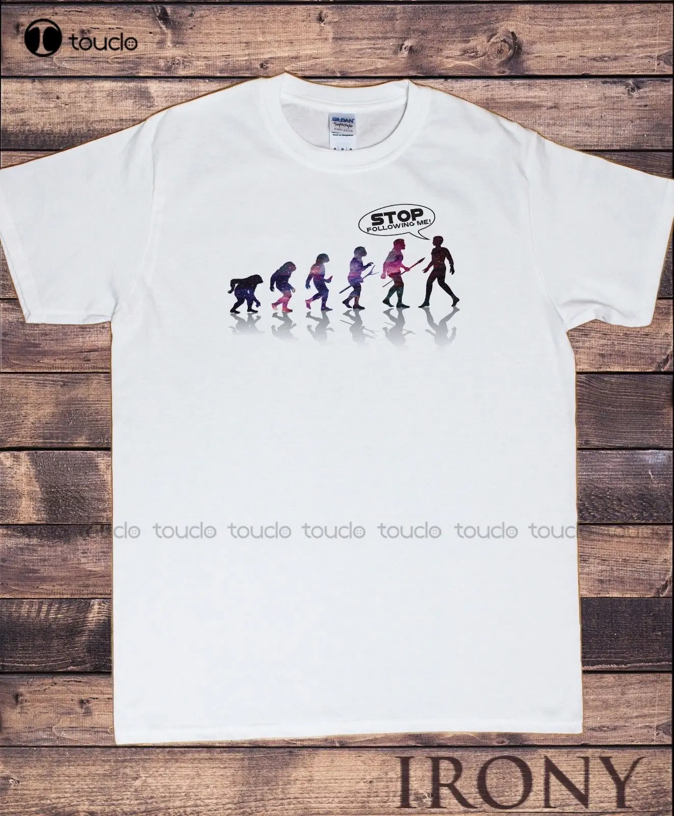 

O-Neck Hipster Tshirts Mens T-Shirt Ape Human Evolution - STOP FOLLOWING ME Funny Humour Print Print T Shirt Men