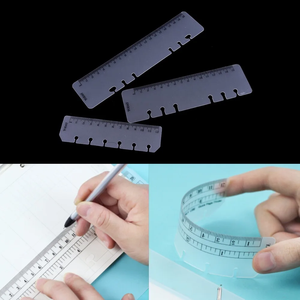 

Practical loose leaf bookmark Ruler A5 A6 A7 PVC Planner Agenda for 6 Holes Loose Leaf Spiral Notebook Ruler 1 PC