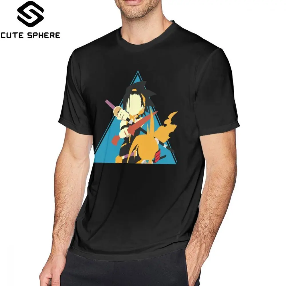 Shaman King футболка Yoh Asakura минималистичный дизайн Мужская с коротким рукавом 100