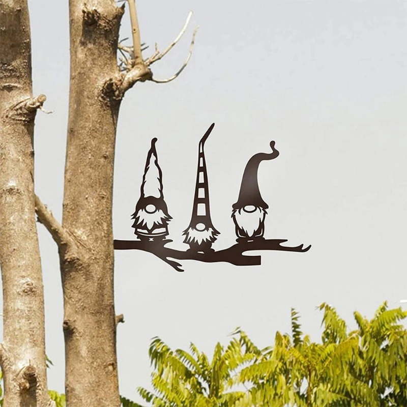 

Metal Iron Gnomes Statue Art Silhouette Outdoor Yard Patio Courtyard Artwork Dwarf Ornaments Home Garden Decoration H051