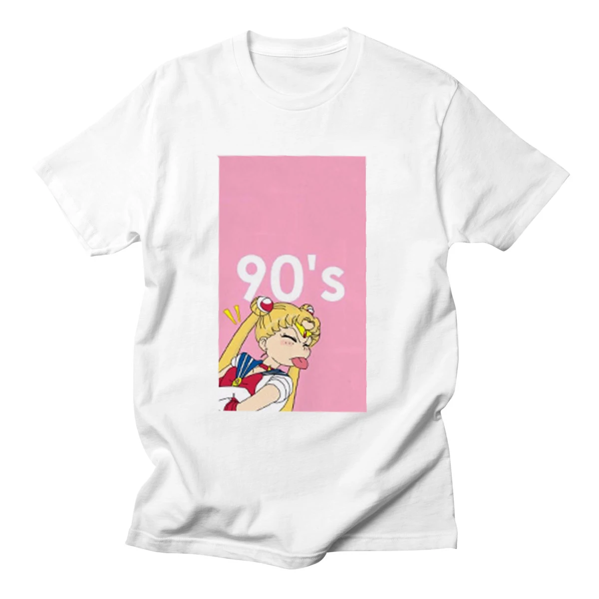 Сейлор Мун милая модная женская футболка летняя забавная крутая розовая в стиле