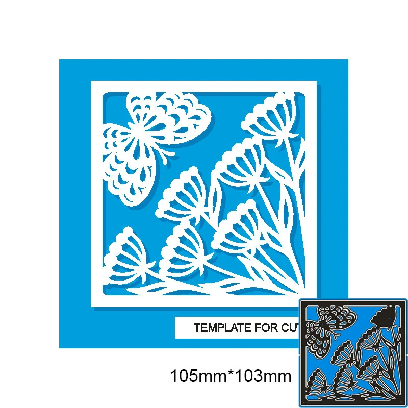 

Metal Cutting Dies butterfly flower frame new for decoration card DIY Scrapbooking stencil Paper Album template Dies 105*103mm