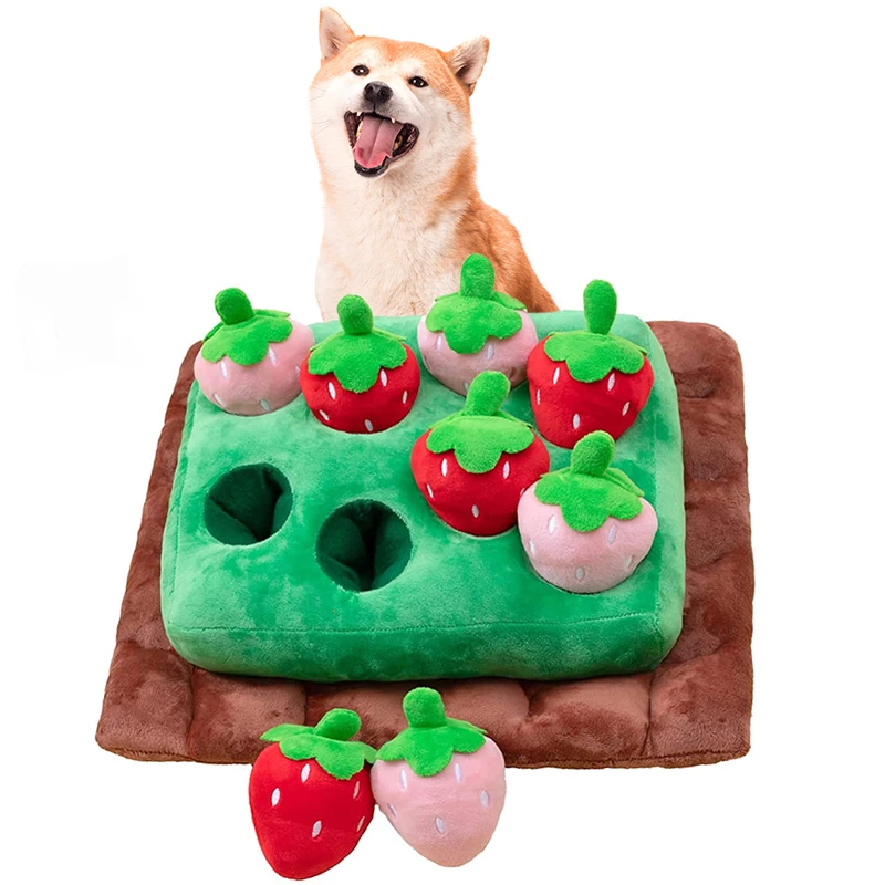 Juguete de peluche para perro, juguete interactivo para cosechar zanahorias con nariz de conejo chirriante, rompecabezas para masticar, para perros peque&ntilde;os y medianos-0