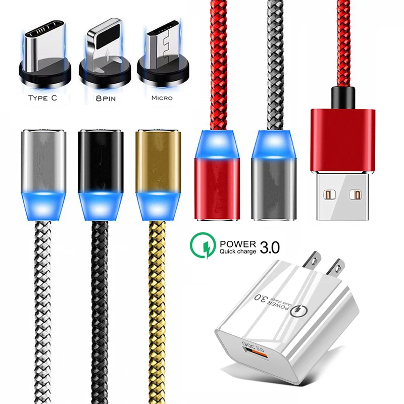 Магнитный usb-кабель для быстрой зарядки 3,0 Зарядное устройство для Xiaomi Mi A1 A2 8 Lite 9 se RedMi 5A 6A 4A 4X S2 5 Plus Note 5 6 7 Pro USB кабель