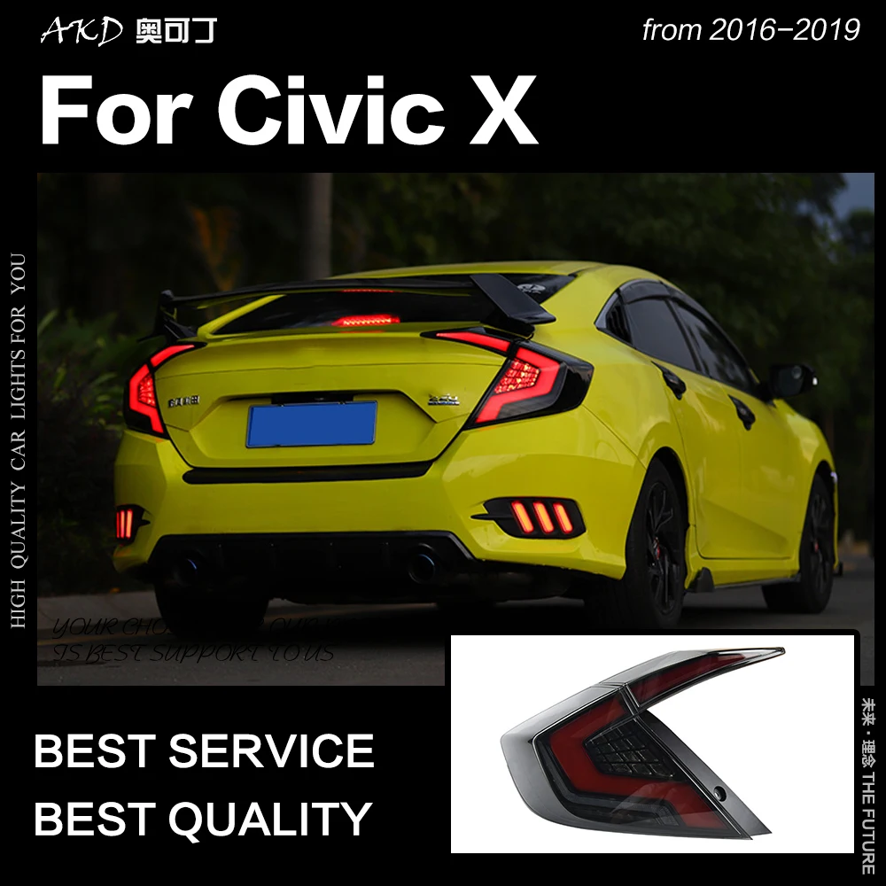 Автомобильный Стайлинг для Honda Civic задний фонарь 2017-2019 светодиодный фсветильник