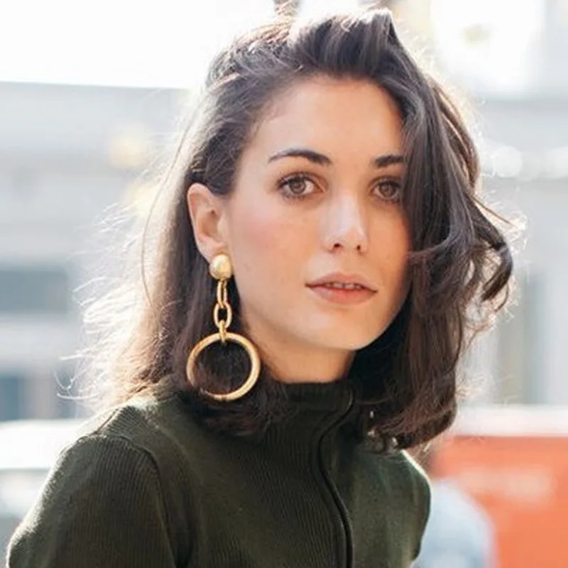 Best lady BA Геометрические элементы круглые металлические серьги капли для женщин