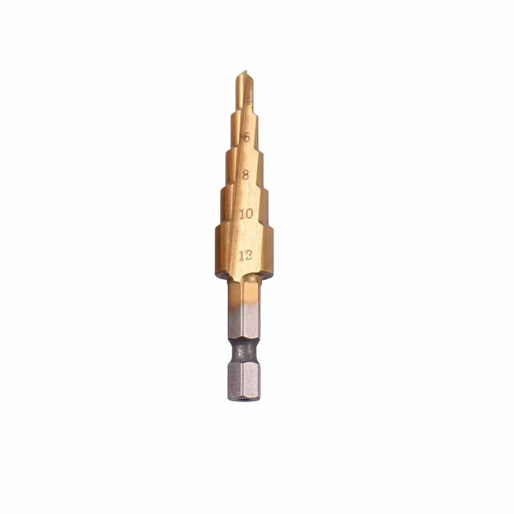 

4-22mm Hex Titanium Cone Drill Bit High Speed Steel Wood Metal Drilling Power Tools Hole Cutter Tool