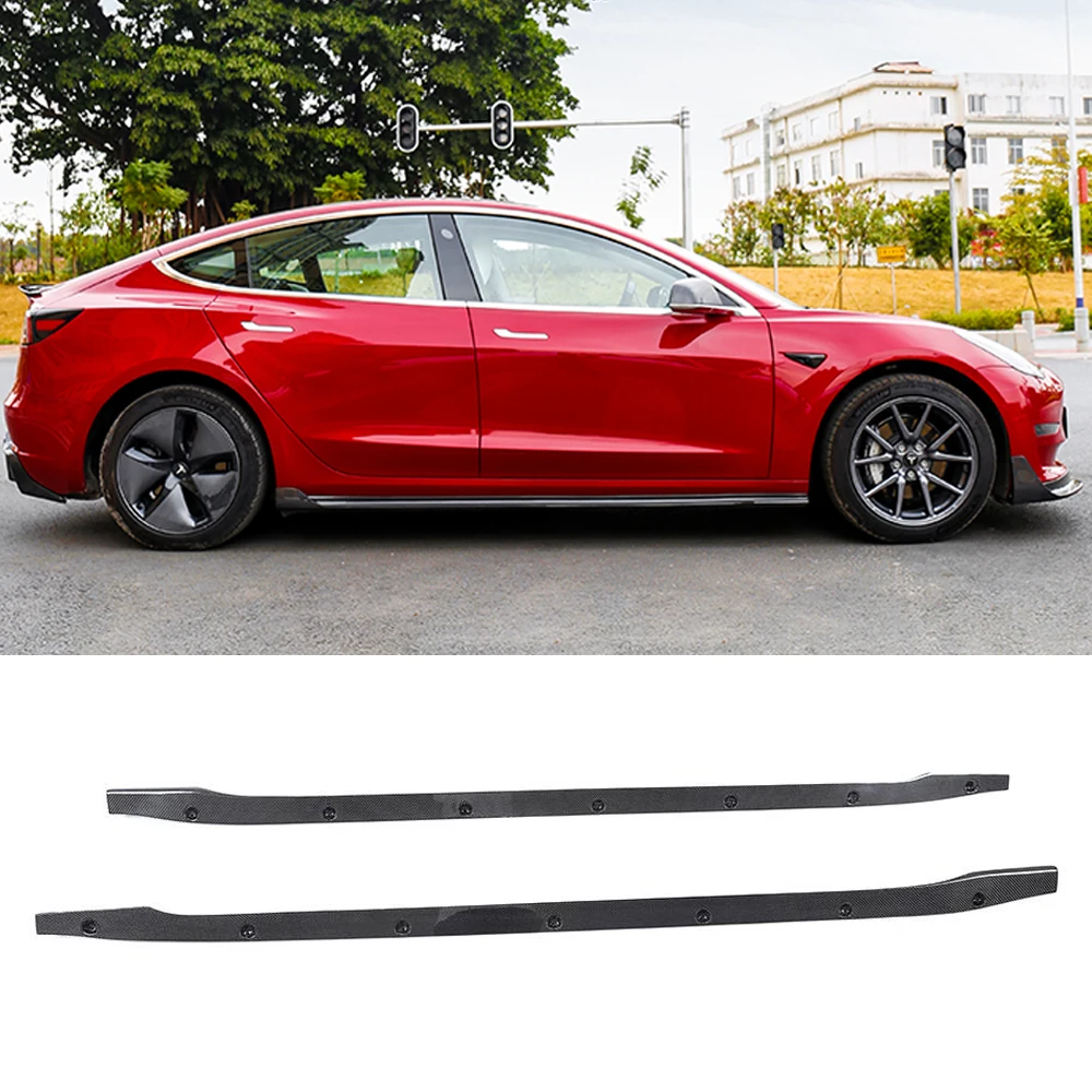 Юбка-удлинитель бокового бампера из углеродного волокна для Tesla Model 3 седан 4 двери